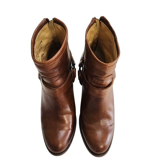 Frye Womens Tabitha Harness Ankle Boots Size 6.5 Cognac Brown Leather Western - Picture 4 of 14